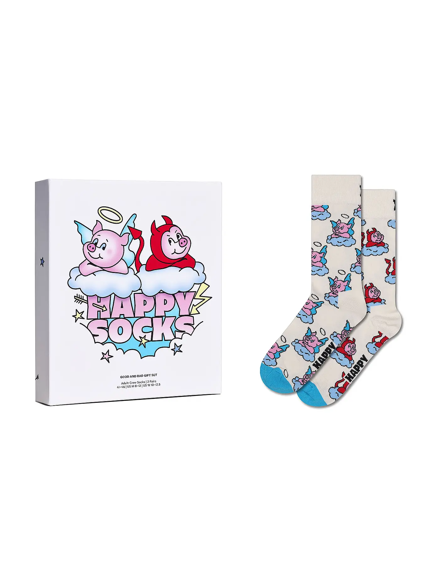 HAPPY SOCKS | Damen Geschenkset 2er Pkg. GOOD BAD PIG 36-40 white | 